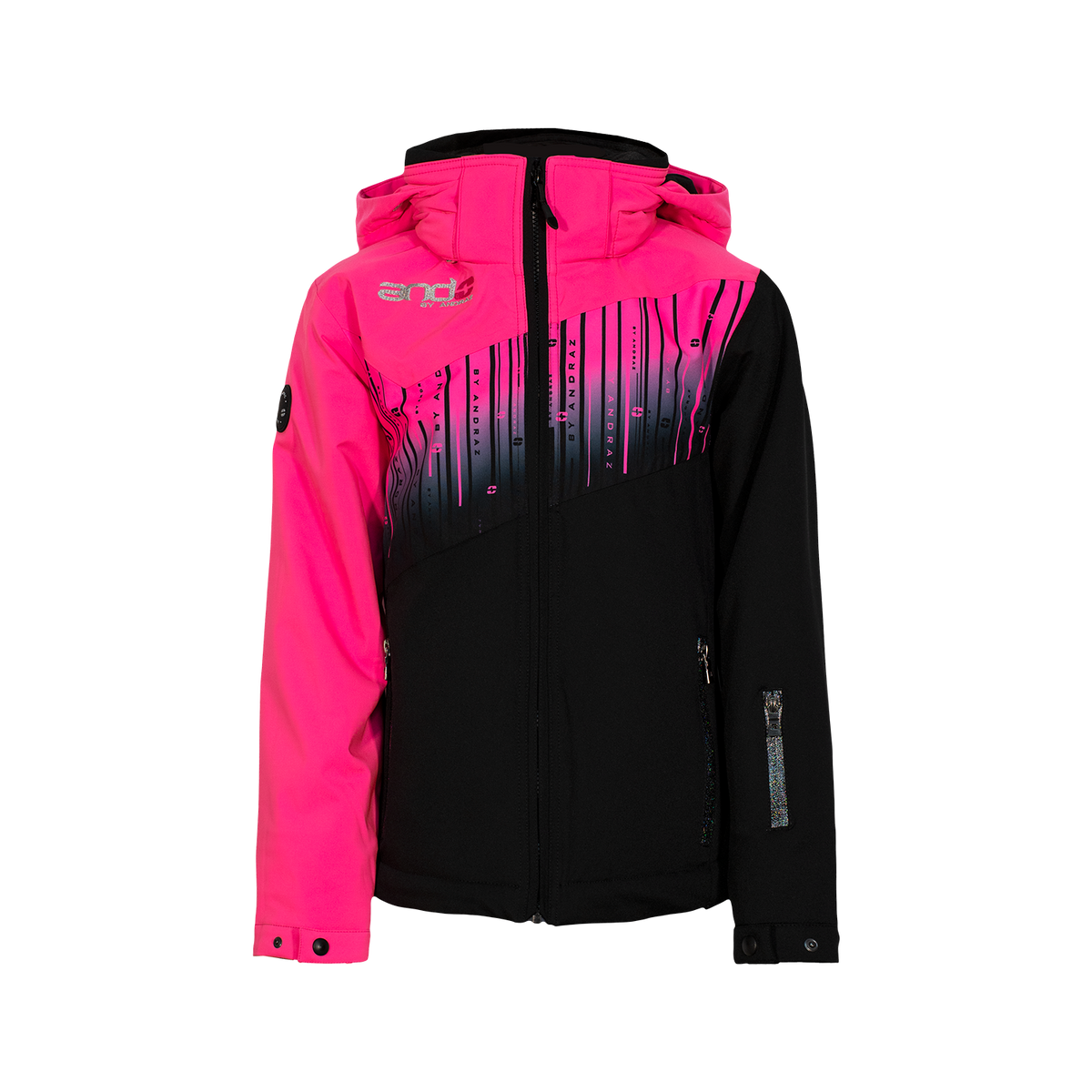 andLANA - B dekliška bunda - ČRNA/FLUO FUKSIJA